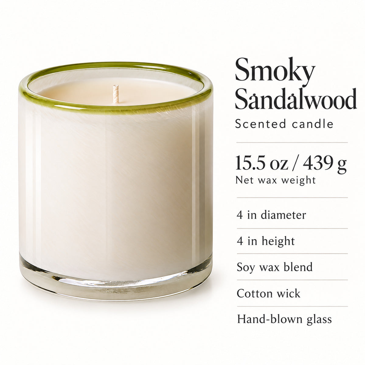Smoky Sandalwood Scented Candle, Soy Wax Blend, 15.5 oz