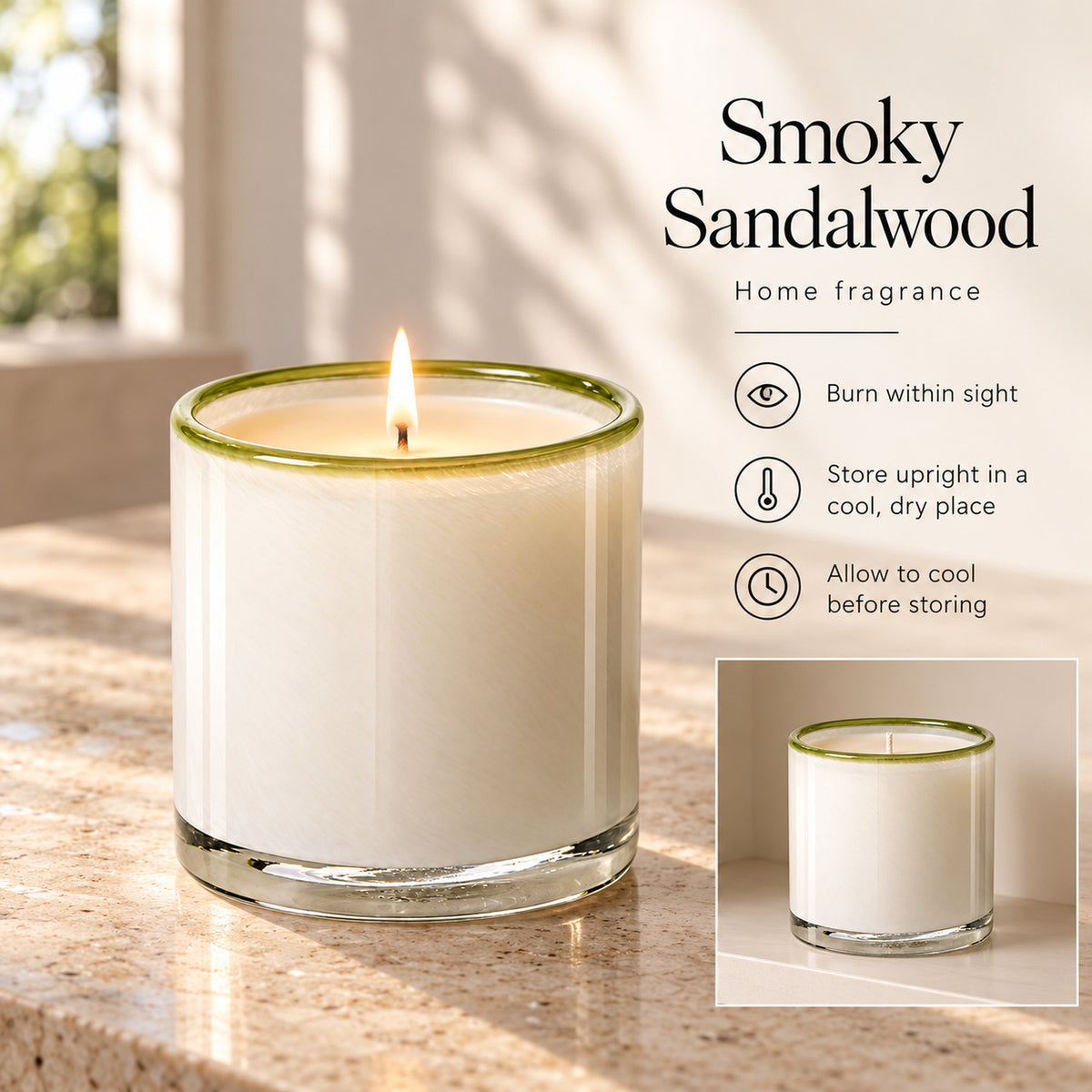 Smoky Sandalwood Scented Candle, Soy Wax Blend, 15.5 oz