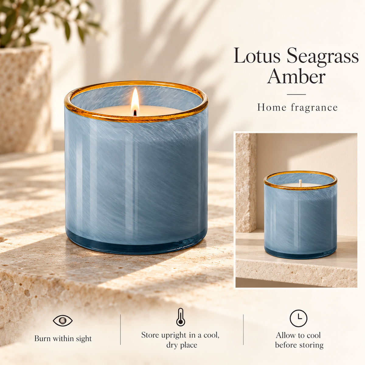 Lotus Seagrass Amber Scented Candle, Soy Wax Blend, 15.5 oz