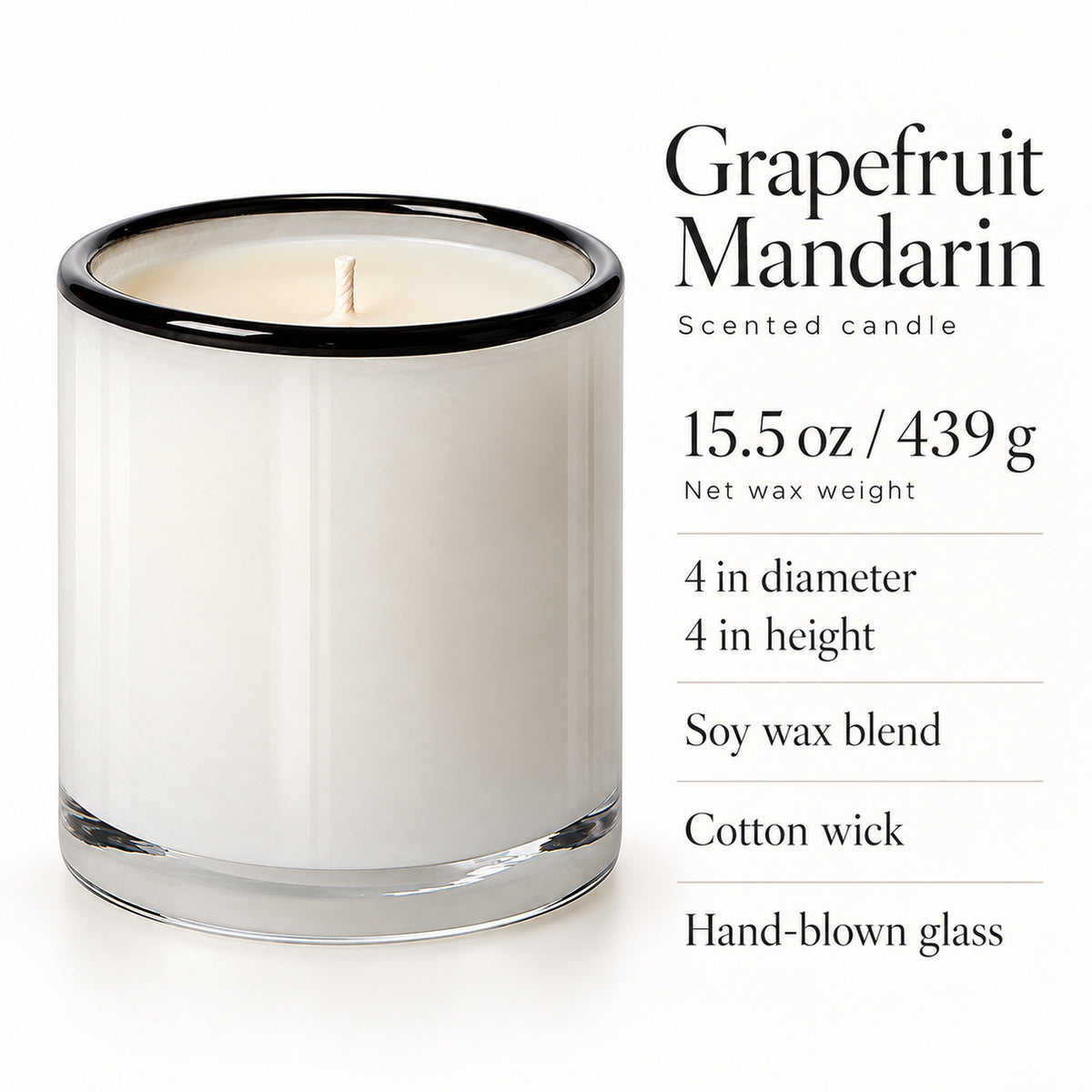 Grapefruit Mandarin Scented Candle, Soy Wax Blend, 15.5 oz