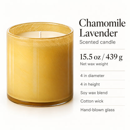 Chamomile Lavender Scented Candle, Soy Wax Blend, 15.5 oz