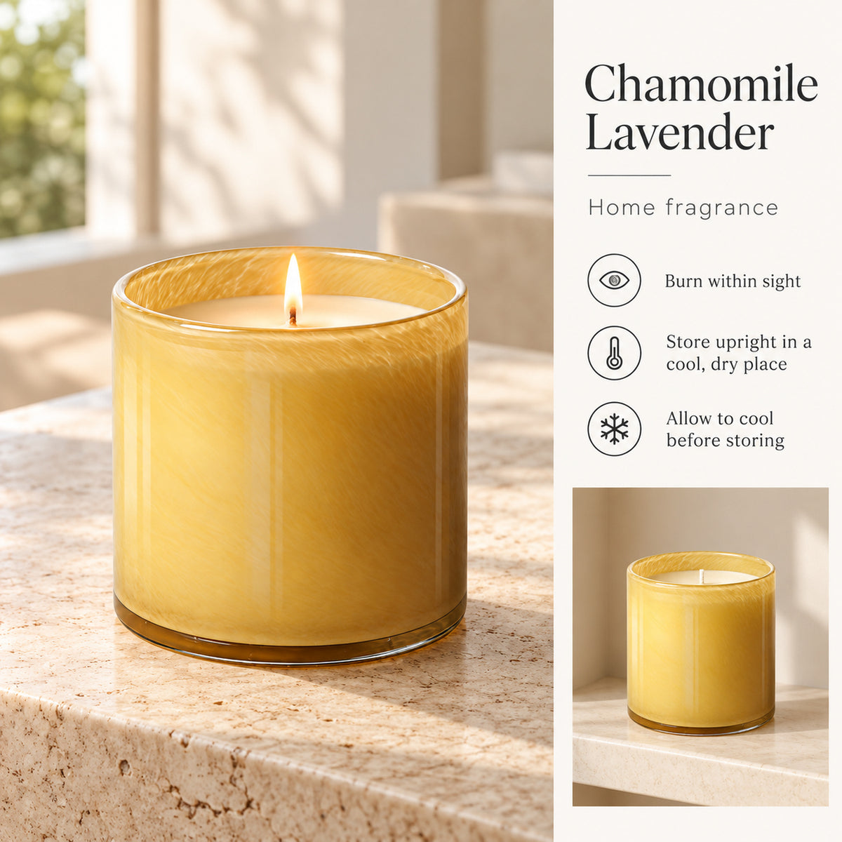 Chamomile Lavender Scented Candle, Soy Wax Blend, 15.5 oz