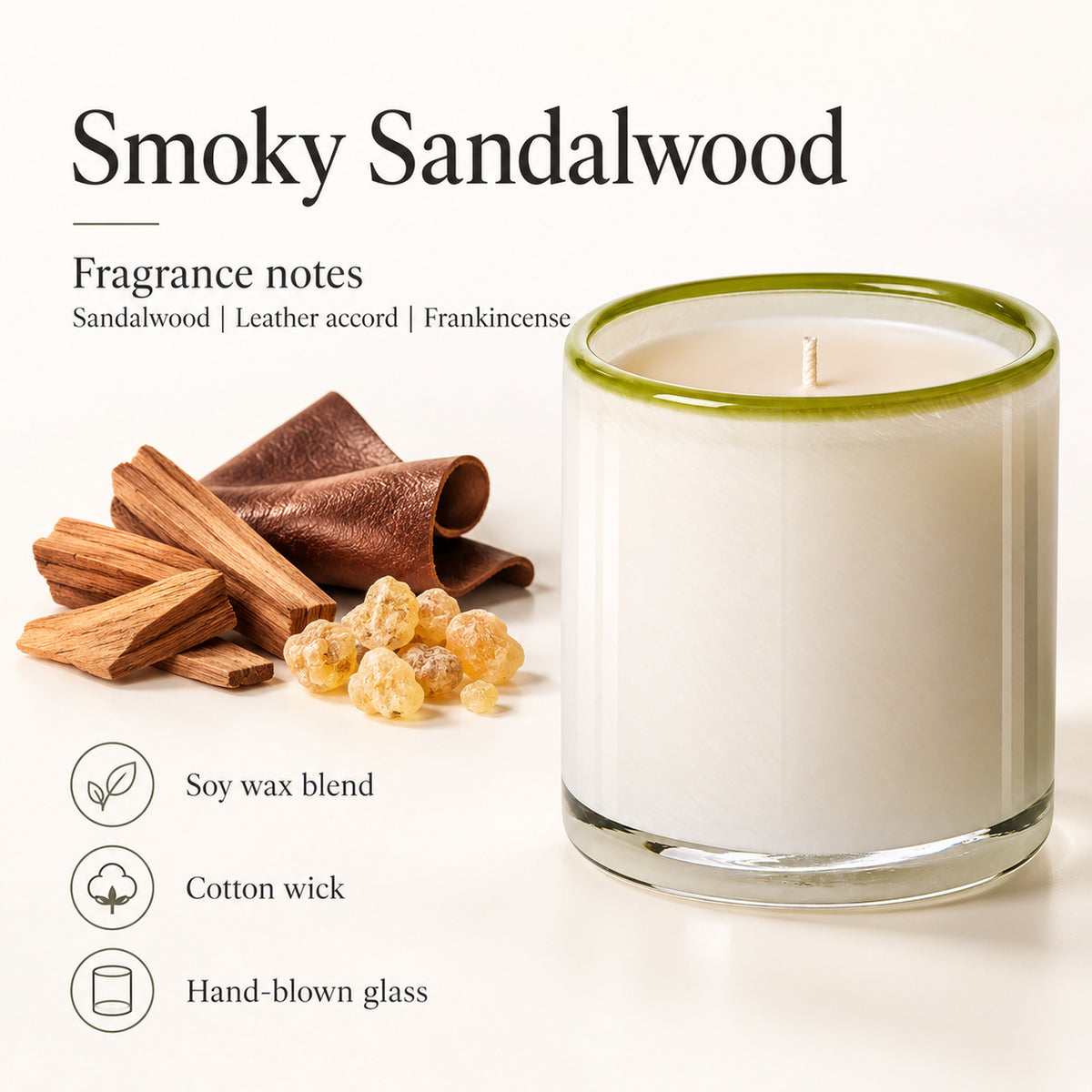 Smoky Sandalwood Scented Candle, Soy Wax Blend, 15.5 oz