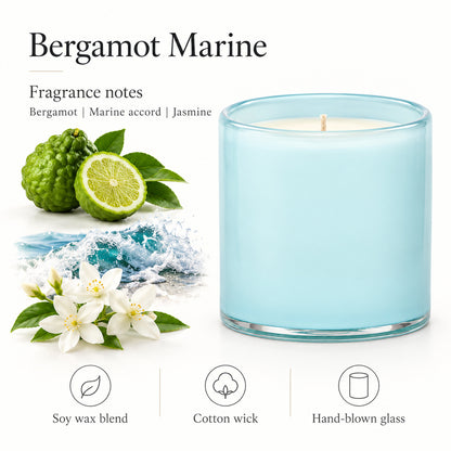 Bergamot Marine Scented Candle, Soy Wax Blend, 15.5 oz