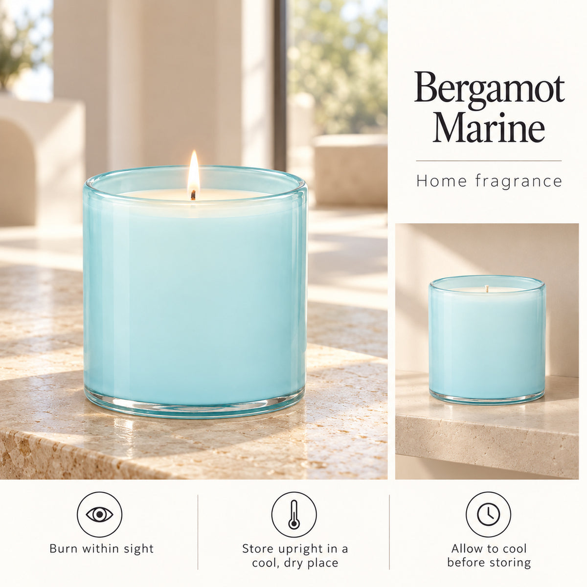 Bergamot Marine Scented Candle, Soy Wax Blend, 15.5 oz