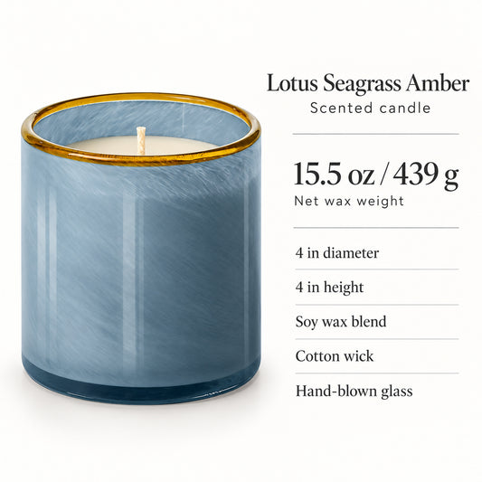 Lotus Seagrass Amber Scented Candle, Soy Wax Blend, 15.5 oz