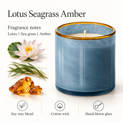 Lotus Seagrass Amber Scented Candle, Soy Wax Blend, 15.5 oz